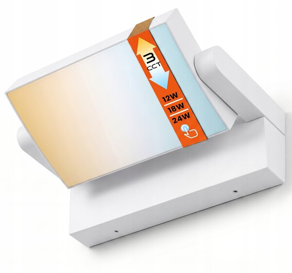 Smart LED LED vonkajšia nástenná lampa 3CCT 12-24W 2400Lm IP54 biela
