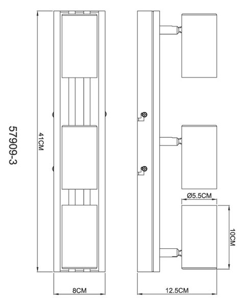 GLOBO 57909-3 KAYDEN stropné bodové svietidlo/spot 3xGU10 čierna