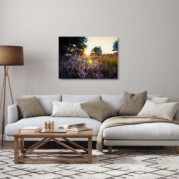 Sklenený obraz poľa levanduľou (70x50 cm)
