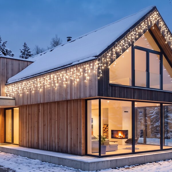 Solight LED vánoční girlanda, rampouchy, 300 LED, 15m, IP44, teplé bílé světlo