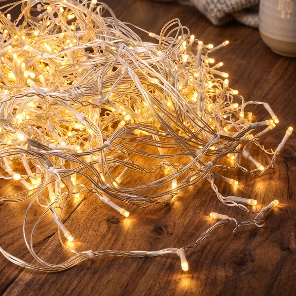 Solight LED vánoční girlanda, rampouchy, 300 LED, 15m, IP44, teplé bílé světlo