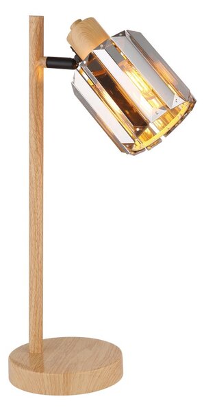 GLOBO 50220146 RUN stolná lampička V400mm 1xE14 imitácia dreva, dymová