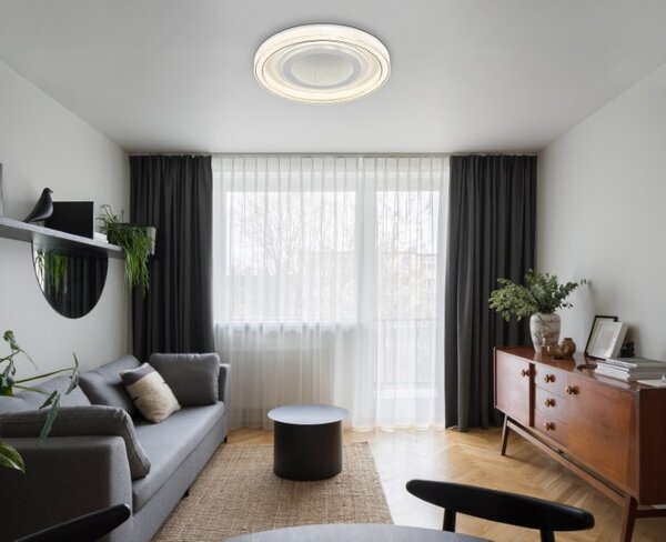 GLOBO 48557-48W ALSUNA stropné svietidlo D480mm LED 48W 6000/2640lm 2700-6000K biela, krištáľový efekt, diaľkový ovládač