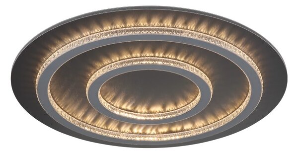 GLOBO 48042-60A JAYDEN stropné svietidlo D550mm LED 60W 9100/2100lm 3000-6500K čierna, šedá, krištáľový efekt, časovač, diaľkový ovládač