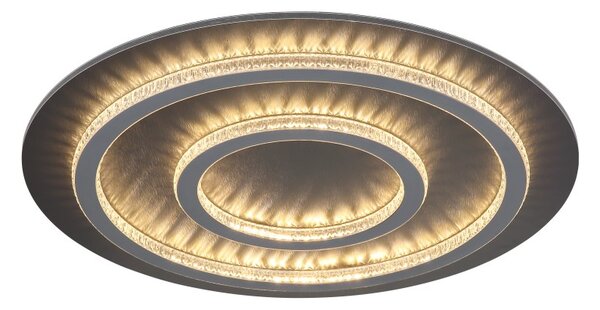 GLOBO 48042-60A JAYDEN stropné svietidlo D550mm LED 60W 9100/2100lm 3000-6500K čierna, šedá, krištáľový efekt, časovač, diaľkový ovládač