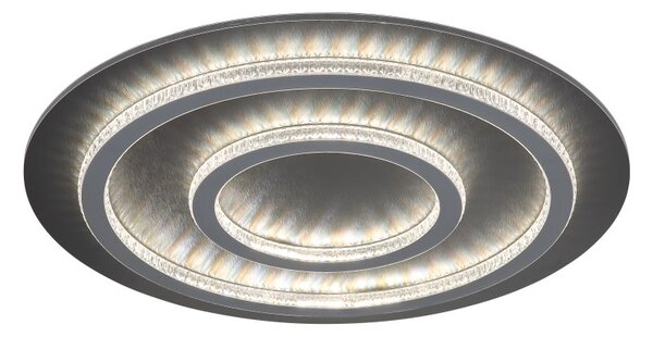 GLOBO 48042-60A JAYDEN stropné svietidlo D550mm LED 60W 9100/2100lm 3000-6500K čierna, šedá, krištáľový efekt, časovač, diaľkový ovládač