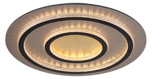 GLOBO 48042-60G JAYDEN stropné svietidlo D550mm LED 60W 9100/2100lm 3000-6500K čierna, zlatá, krištáľový efekt, časovač, diaľkový ovládač