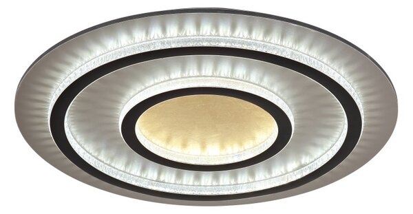 GLOBO 48042-60G JAYDEN stropné svietidlo D550mm LED 60W 9100/2100lm 3000-6500K čierna, zlatá, krištáľový efekt, časovač, diaľkový ovládač