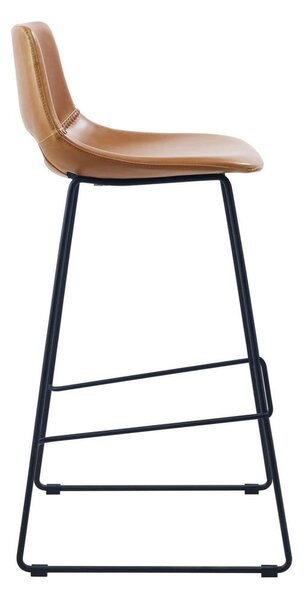 Koňakovohnedá barová stolička z imitácie kože (výška sedadla 76 cm) Zahara – Kave Home
