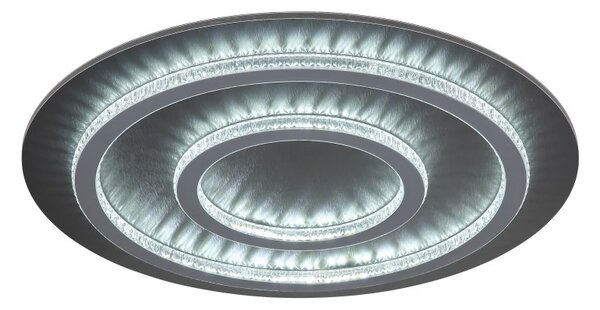GLOBO 48042-60A JAYDEN stropné svietidlo D550mm LED 60W 9100/2100lm 3000-6500K čierna, šedá, krištáľový efekt, časovač, diaľkový ovládač