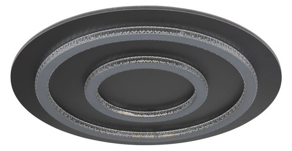 GLOBO 48042-60A JAYDEN stropné svietidlo D550mm LED 60W 9100/2100lm 3000-6500K čierna, šedá, krištáľový efekt, časovač, diaľkový ovládač