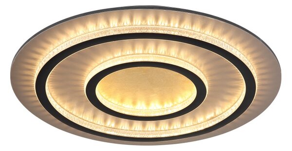 GLOBO 48042-60G JAYDEN stropné svietidlo D550mm LED 60W 9100/2100lm 3000-6500K čierna, zlatá, krištáľový efekt, časovač, diaľkový ovládač