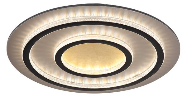 GLOBO 48042-60G JAYDEN stropné svietidlo D550mm LED 60W 9100/2100lm 3000-6500K čierna, zlatá, krištáľový efekt, časovač, diaľkový ovládač