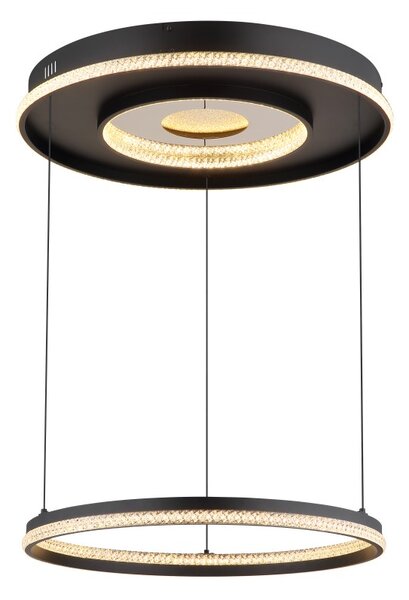 GLOBO 48041H MARSH závesné svietidlo D600mm LED 54W 6716/2035lm 2700-6500K čierna, krištáľový efekt, časovač, diaľkový ovládač