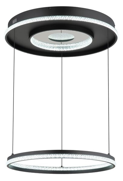 GLOBO 48041H MARSH závesné svietidlo D600mm LED 54W 6716/2035lm 2700-6500K čierna, krištáľový efekt, časovač, diaľkový ovládač