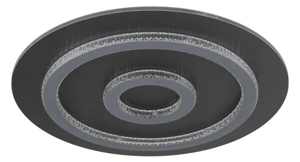 GLOBO 48042-40A JAYDEN stropné svietidlo D450mm LED 40W 4700/1300lm 3000-6500K čierna, šedá, krištáľový efekt, časovač, diaľkový ovládač