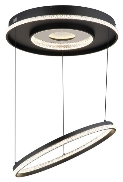 GLOBO 48041H MARSH závesné svietidlo D600mm LED 54W 6716/2035lm 2700-6500K čierna, krištáľový efekt, časovač, diaľkový ovládač