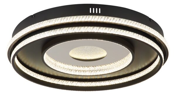 GLOBO 48041H MARSH závesné svietidlo D600mm LED 54W 6716/2035lm 2700-6500K čierna, krištáľový efekt, časovač, diaľkový ovládač