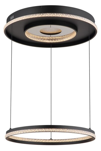 GLOBO 48041H MARSH závesné svietidlo D600mm LED 54W 6716/2035lm 2700-6500K čierna, krištáľový efekt, časovač, diaľkový ovládač