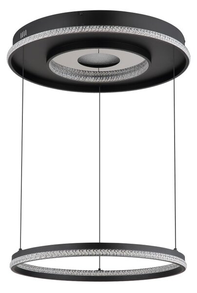 GLOBO 48041H MARSH závesné svietidlo D600mm LED 54W 6716/2035lm 2700-6500K čierna, krištáľový efekt, časovač, diaľkový ovládač