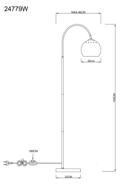 GLOBO 24779W BENNO stojacia lampa V1500mm 1xE27 biela
