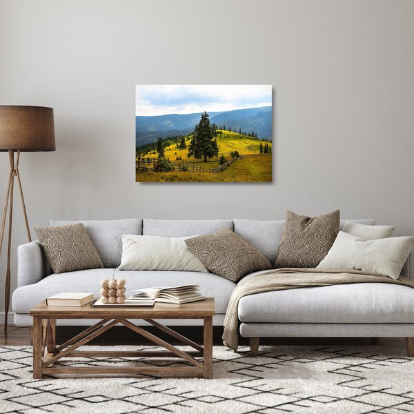 Sklenený obraz - Horská lúka (70x50 cm)