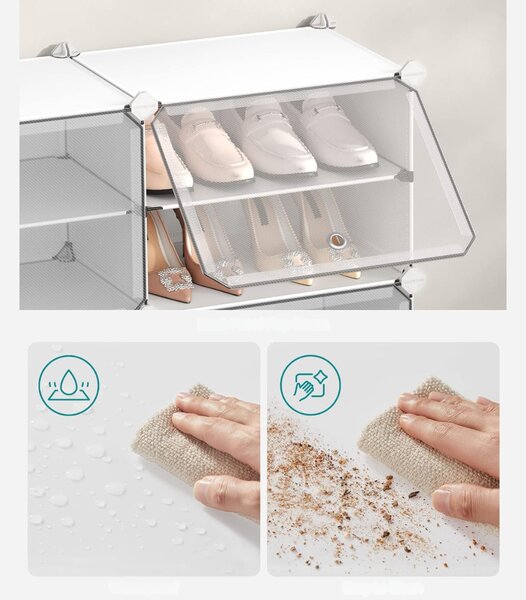 Organizér na topánky KIMBERLY, 10 boxov, biela/priesvitná SongmicsHome