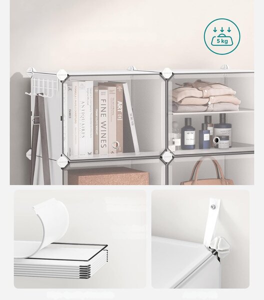 Organizér na topánky KIMBERLY, 10 boxov, biela/priesvitná SongmicsHome