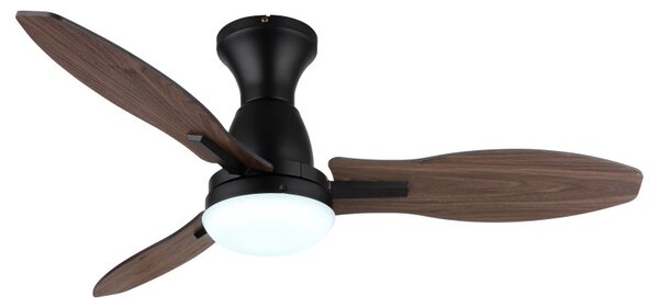 GLOBO 03671B GALE stropný ventilátor so svetlom D1070mm LED 22W 2890/2453lm 3000+4500+6000K čierna, imitácia dreva, časovač, diaľkový ovládač