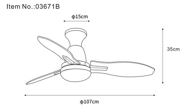 GLOBO 03671B GALE stropný ventilátor so svetlom D1070mm LED 22W 2890/2453lm 3000+4500+6000K čierna, imitácia dreva, časovač, diaľkový ovládač