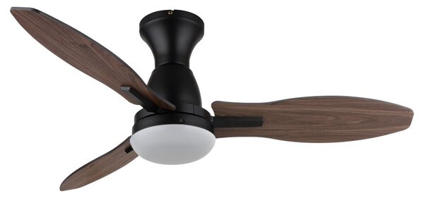GLOBO 03671B GALE stropný ventilátor so svetlom D1070mm LED 22W 2890/2453lm 3000+4500+6000K čierna, imitácia dreva, časovač, diaľkový ovládač