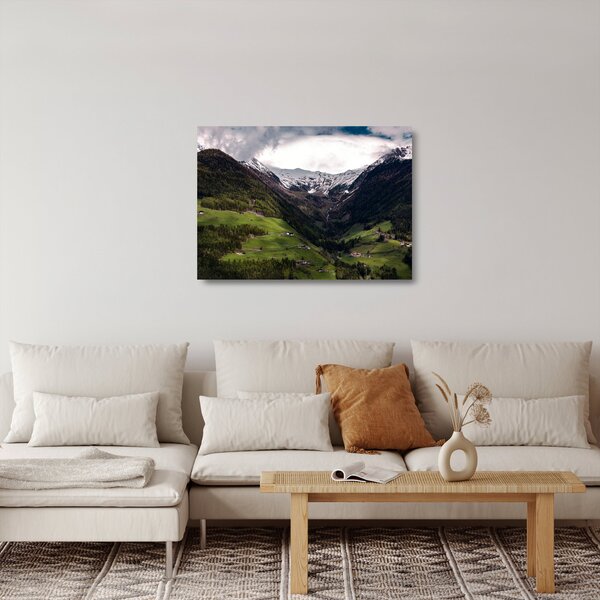 Sklenený obraz - Údolie pod horami (70x50 cm)