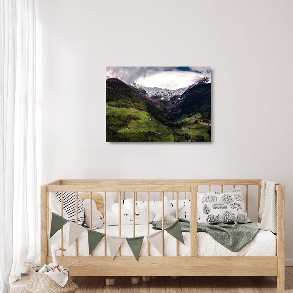 Sklenený obraz - Údolie pod horami (70x50 cm)
