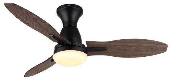 GLOBO 03671B GALE stropný ventilátor so svetlom D1070mm LED 22W 2890/2453lm 3000+4500+6000K čierna, imitácia dreva, časovač, diaľkový ovládač