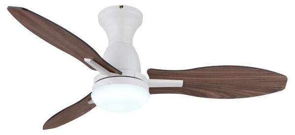 GLOBO 03671W GALE stropný ventilátor so svetlom D1070mm LED 22W 2890/2453lm 3000+4500+6000K biela, imitácia dreva, časovač, diaľkový ovládač