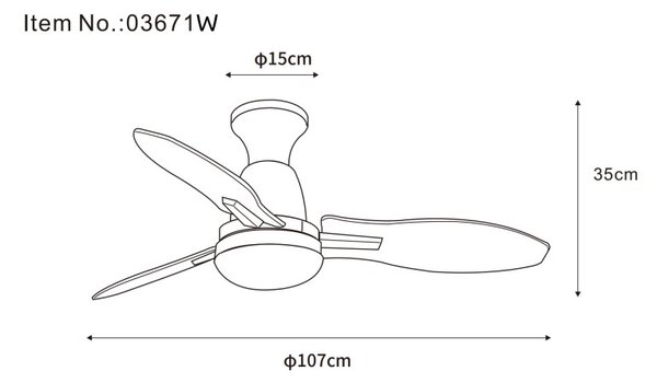 GLOBO 03671W GALE stropný ventilátor so svetlom D1070mm LED 22W 2890/2453lm 3000+4500+6000K biela, imitácia dreva, časovač, diaľkový ovládač