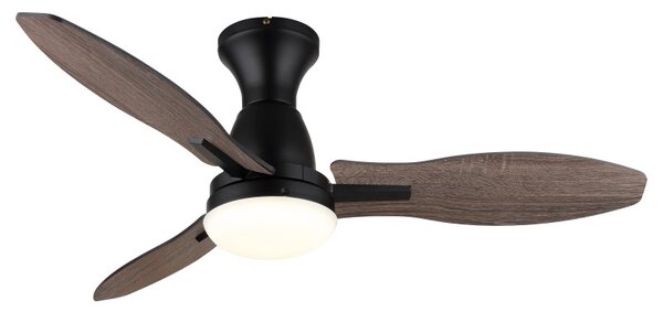 GLOBO 03671B GALE stropný ventilátor so svetlom D1070mm LED 22W 2890/2453lm 3000+4500+6000K čierna, imitácia dreva, časovač, diaľkový ovládač