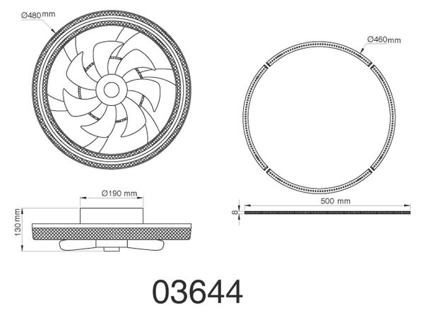 GLOBO 03644 CIRILLA stropný ventilátor so svetlom D480mm LED 30W 4000/2700lm 2700-6500K čierna, dymová, krištáľový efekt, časovač, diaľkový ovládač