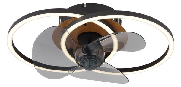 GLOBO 03661 KAREN stropný ventilátor so svetlom LED 24W 2800/490lm 2700-6500K čierna, dymová, časovač, diaľkový ovládač
