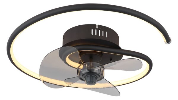 GLOBO 03660 KOREN stropný ventilátor so svetlom D450mm LED 30W 3370/1660lm 2700-6500K čierna, dymová, časovač, diaľkový ovládač