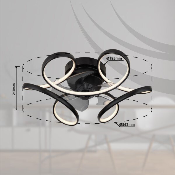 GLOBO 03638 LORIS stropný ventilátor so svetlom D560mm LED 40W 4300/1500lm 3000-6500K čierna, časovač, diaľkový ovládač