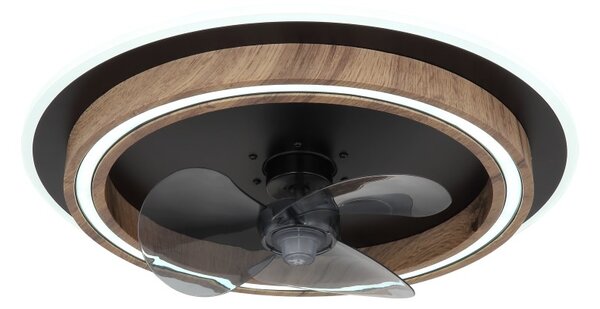 GLOBO 03655 BOZAN stropný ventilátor so svetlom D500mm LED 32W 3200/1200lm 2700-6500K čierna, vzhľad dreva, dymová, časovač, diaľkový ovládač