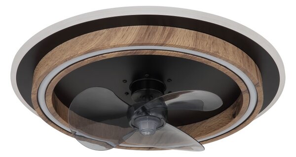 GLOBO 03655 BOZAN stropný ventilátor so svetlom D500mm LED 32W 3200/1200lm 2700-6500K čierna, vzhľad dreva, dymová, časovač, diaľkový ovládač