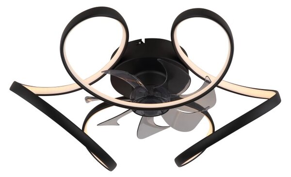 GLOBO 03638 LORIS stropný ventilátor so svetlom D560mm LED 40W 4300/1500lm 3000-6500K čierna, časovač, diaľkový ovládač