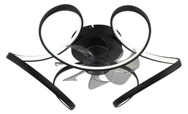 GLOBO 03638 LORIS stropný ventilátor so svetlom D560mm LED 40W 4300/1500lm 3000-6500K čierna, časovač, diaľkový ovládač