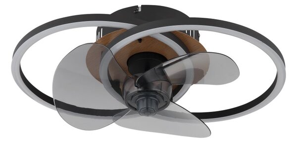 GLOBO 03661 KAREN stropný ventilátor so svetlom LED 24W 2800/490lm 2700-6500K čierna, dymová, časovač, diaľkový ovládač