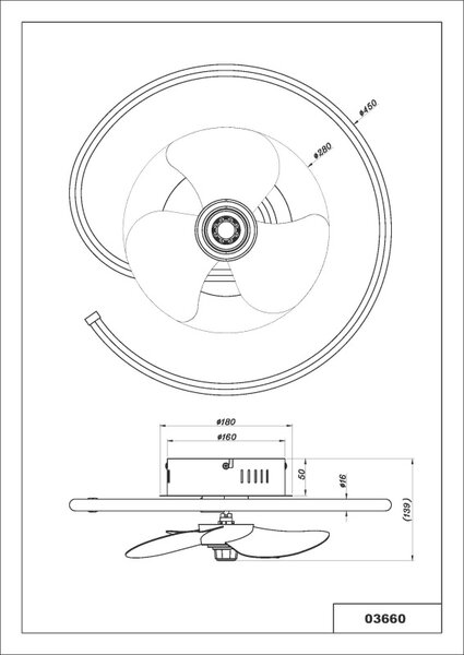 GLOBO 03660 KOREN stropný ventilátor so svetlom D450mm LED 30W 3370/1660lm 2700-6500K čierna, dymová, časovač, diaľkový ovládač