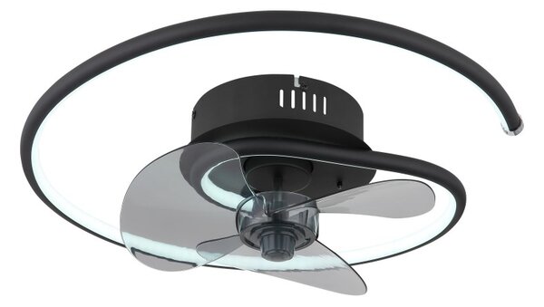 GLOBO 03660 KOREN stropný ventilátor so svetlom D450mm LED 30W 3370/1660lm 2700-6500K čierna, dymová, časovač, diaľkový ovládač