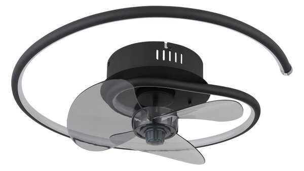 GLOBO 03660 KOREN stropný ventilátor so svetlom D450mm LED 30W 3370/1660lm 2700-6500K čierna, dymová, časovač, diaľkový ovládač