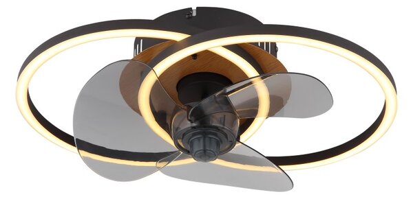 GLOBO 03661 KAREN stropný ventilátor so svetlom LED 24W 2800/490lm 2700-6500K čierna, dymová, časovač, diaľkový ovládač